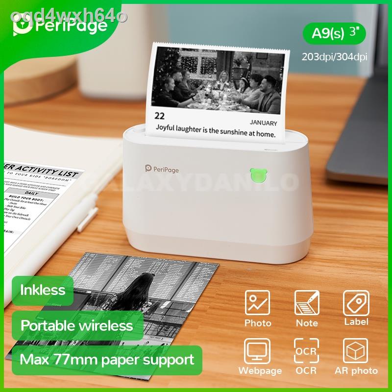PeriPage 77mm A9 Thermal Photo Printer Pocket Mini Wirelss Portable for Android IOS for Label Sticker Photo Paper 203/30