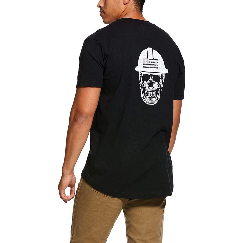 Ariat เสื้อยืดคอกลมผู้ชายลายกราฟิก Rebar Cotton Strong Roughneck |amazon.com