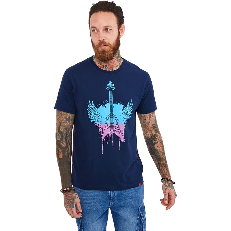 เสื้อยืดคอกลมแขนสั้นผู้ชาย Joe Browns Ombre Rock Electric Guitar Graphic  S-2xl |amazon.com
