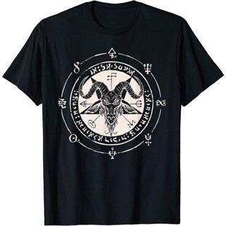 เสื้อยืด Sigil Baphomet Pentagram Occult Satanic Goat Head Lucifer : เสื้อผ้า รองเท้า และเครื่องประดับ