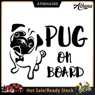 [COD]➤สติกเกอร์รูปลอก ลายการ์ตูนสุนัข PUG ON BOARD กันน้ํา ขนาด 16.7x12 ซม. สําหรับตกแต่งรถยนต์