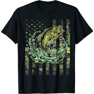 Fishing Camouflage Usa Flag For Bass Fisherman T-shirt