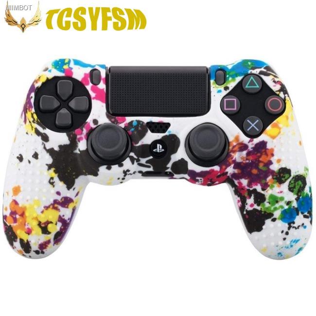 Camouflage Case Graffiti Studded Silicone Gel Controller Case Cover Protector for Sony PS4 Pro Slim Controller