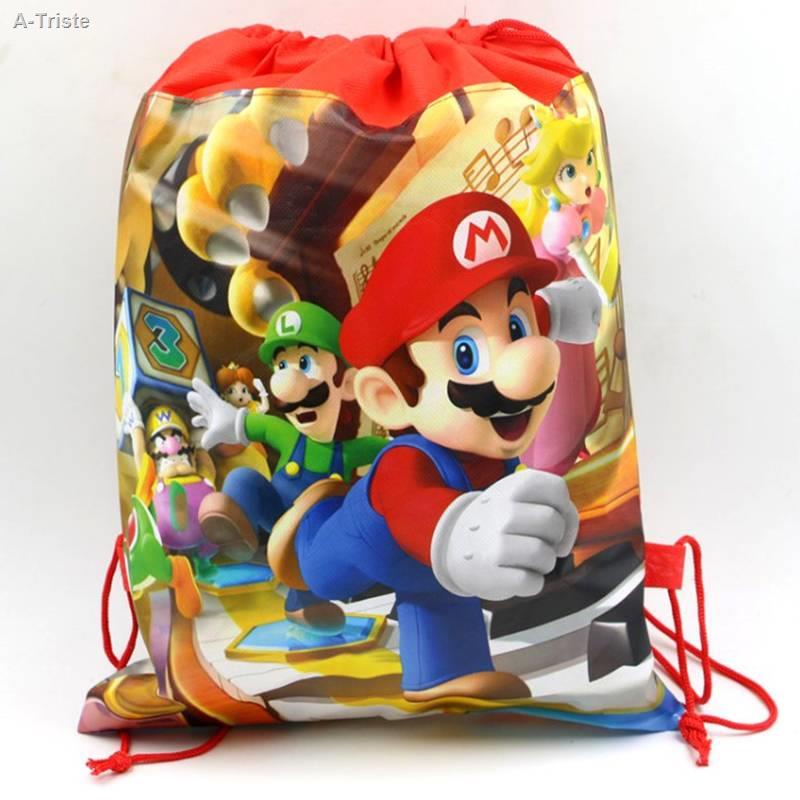 Super Mario Drawstring Bag for Travel Storage Package Cartoon School Backpacks Children Birthday Party Loot Bag