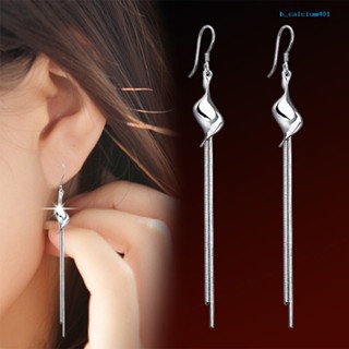 Calciumsp Women Fashion Silver Color Alloy Long Tassels Drop Dangle Hook Earrings Jewelry