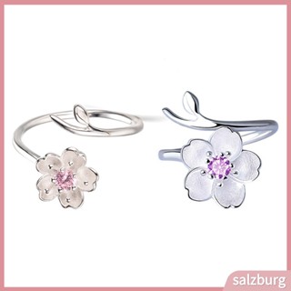 (salzburg) ของขวัญวันเกิดแหวนสตรีชุบเงินแท้ 925 cherry blossom