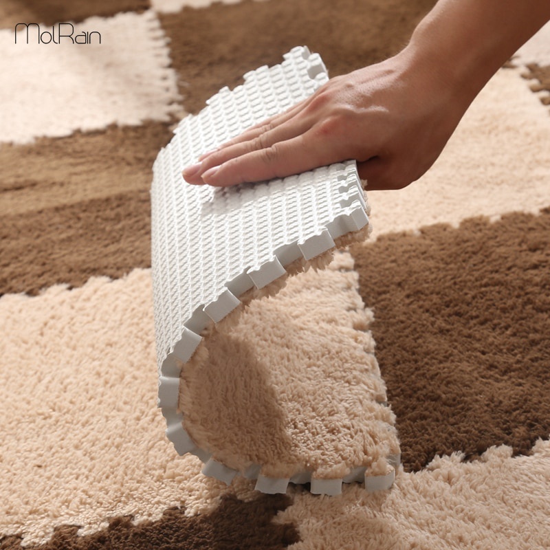 10pcs Spliced Velvet Mat,Suede Carpet Puzzle Mat,Foam Mat,Full House Floor Mat,Crawling Mat