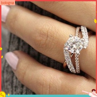 (Bologna) ของขวัญเครื่องประดับแฟชั่นสตรีแหวนนิ้วมือฮอลโลว์ Rhinestone