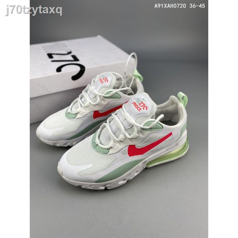 ❐❃✁✌۩❀ Nike Air Max 270 React Men รองเท้ากีฬารองเท้าวิ่งสีขาว/GreenPremium-36-45 Euroรองเท้าผ้าใบผู้ชาย