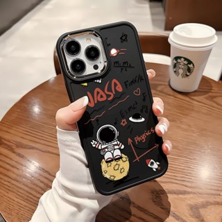 เคสโทรศัพท์มือถือ ซิลิโคน กรอบโลหะ ลายการ์ตูนนักบินอวกาศ สําหรับ iphone 14ProMax 11 13 12 7Plus 8 X XS Max