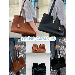 💯 แบรนด์ใหม่ 100% ของแท้ CELINE CABAS 16 ล็อคหัวกระเป๋า TOTE กระเป๋าสะพายเดี่ยว