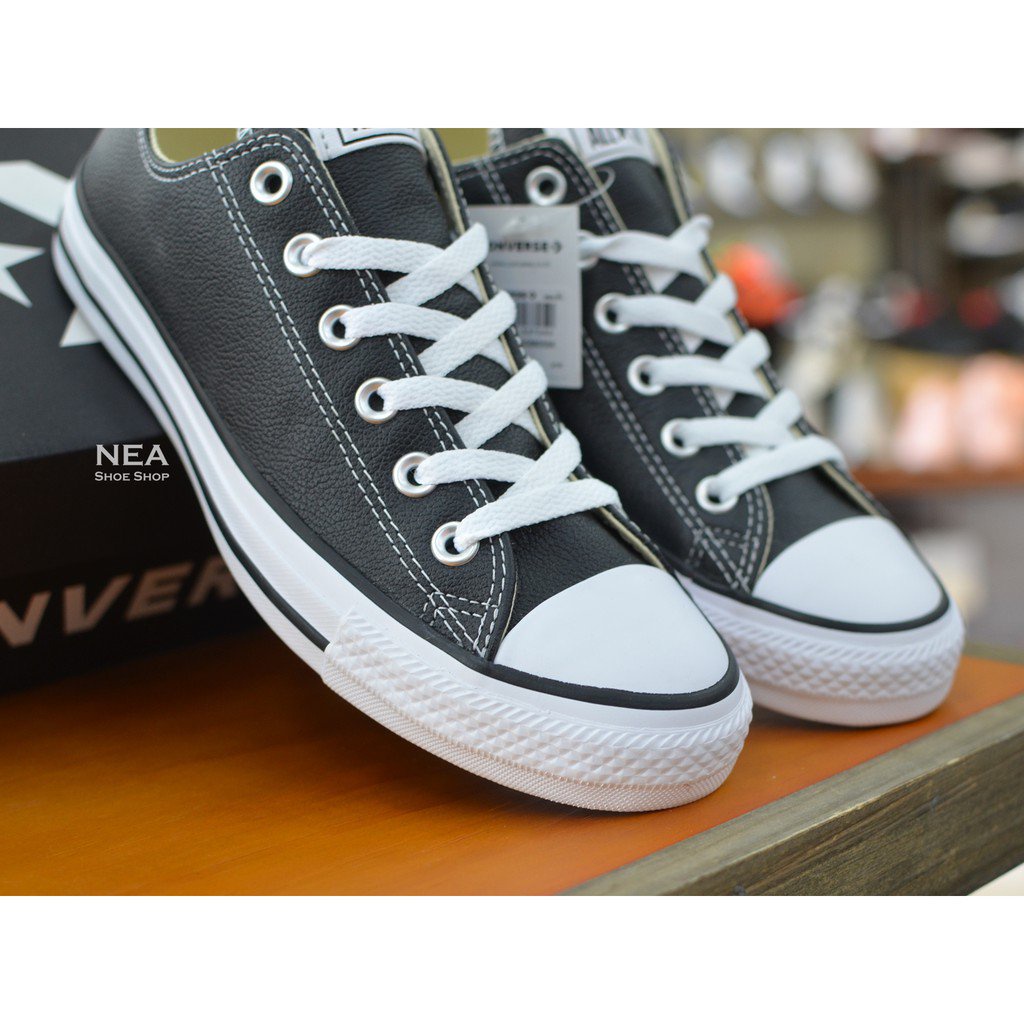 ┋☋●[ลิขสิทธิ์แท้] Converse All Star Classic (Leather) ox Black [U] NEA รองเท้า คอนเวิร์ส หนังแท้ ไม่