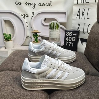 A_didas Originals Gazelle Bold W clover รองเท้าผ้าใบลําลอง พื้นหนา สามชั้น สไตล์วินเทจ