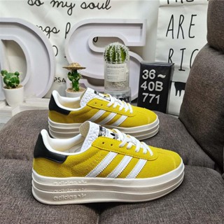 A_didas Originals Gazelle Bold W clover รองเท้าผ้าใบลําลอง พื้นหนา สามชั้น สไตล์วินเทจ