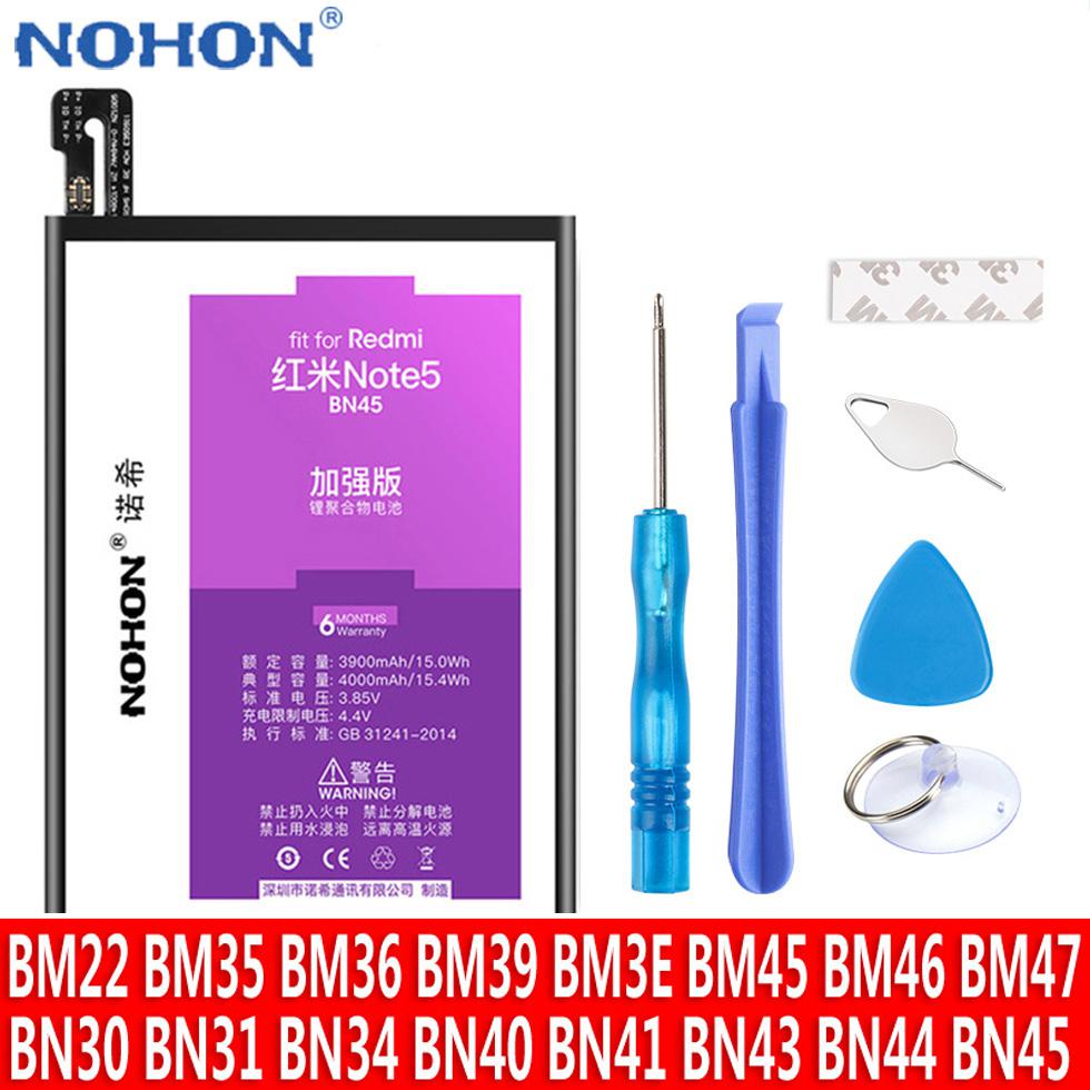 NOHON BN41 BM22 BN43 BN45 BM45 BN40 BM36สำหรับ Xiaomi Redmi หมายเหตุ2 3 4 4X 4A 5Plus Mi 6เปลี่ยนแบตเตอรี่