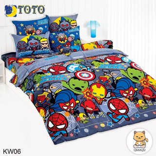 Toto (ครบเซ็ต) ผ้าปูที่นอน+ผ้านวม 3.5ฟุต 5ฟุต 6ฟุต มาร์เวล คาวาอิ Marvel Kawaii KW06 #โตโต้ เครื่องนอน ชุดผ้าปู