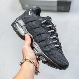 N_ike Air MAX 95 รองเท้าผ้าใบ รองเท้าวิ่ง ลําลอง สีดํา และสีขาว สําหรับผู้ชาย และผู้หญิง