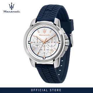 [2 Years Warranty] Maserati Successo 44mm Blue Silicon Mens Quartz Watch R8871621013