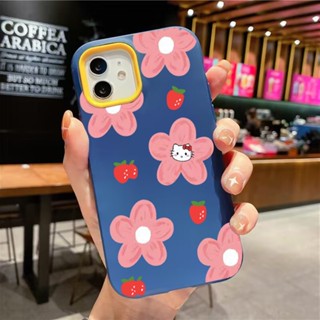 3 in 1 เคสโทรศัพท์มือถือ ซิลิโคนนุ่ม ลายเฮลโล คิตตี้ สําหรับ iPhone 14Promax 13 12 11 7Plus X XR