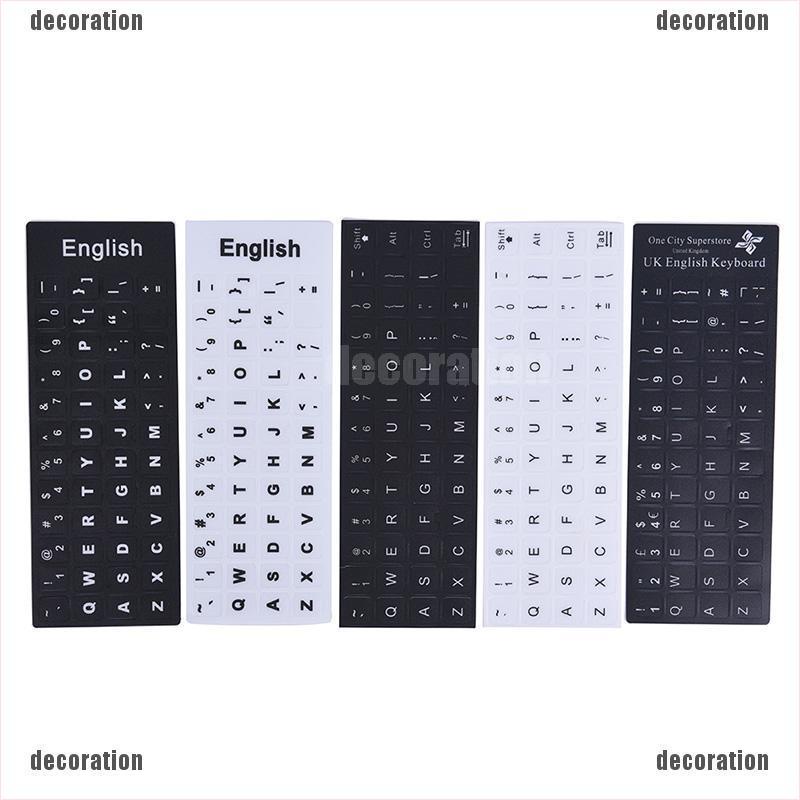 Decoration new arrival English Keyboard Replacement Stickers White on Black Any PC Computer Laptop