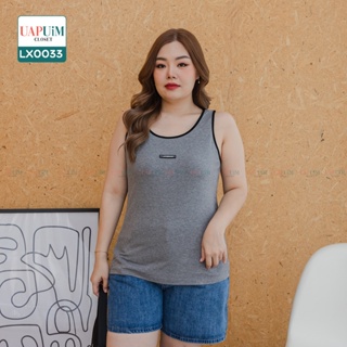 (LX0033) เสื้อแขนสั้น สาวอวบ เสื้อกล้ามคอกลม แต่งปักช่วงอก