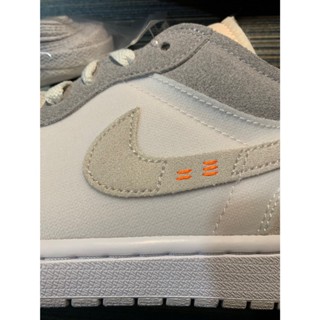 รองเท้าผ้าใบผู้ชายญิง☁（ของแท้ 100 %）Air Jordan 1 Low SE Craft (GS) เบาและทนทานต่อการสึกหรอ