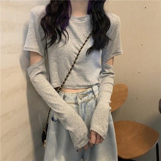 เสื้อยืดแขนยาว เข้ารูป ตัวสั้น
