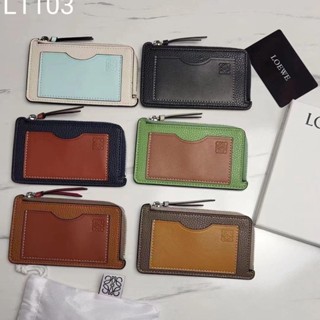 Loewe กระเป๋าหนัง ใบสั้น มีซิป ขนาดเล็ก สําหรับใส่เหรียญ บัตร เอกสาร