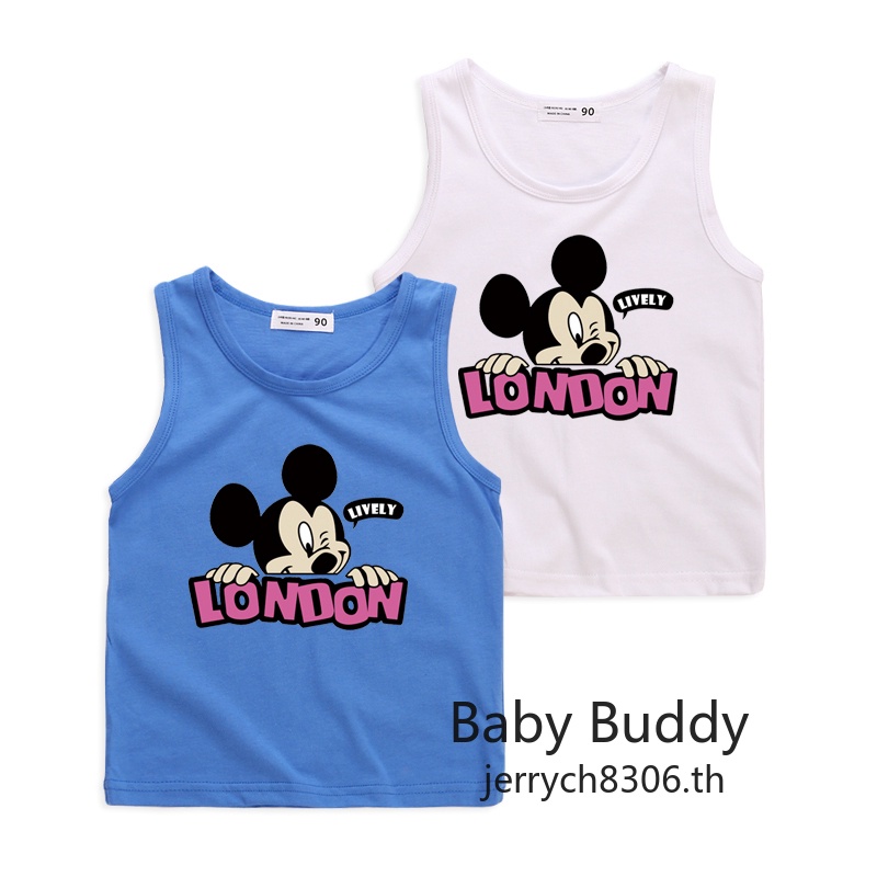 ** สปอต ** 8 สีมิกกี้เสื้อยืดแขนกุดสำหรับเด็กในช่วงฤดูร้อน
