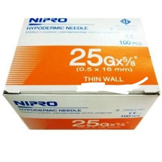 Nipro เบอร์ 25x5/8 นิ้ว ของแท้ (แบบยกกล่อง 100 ชิ้น)