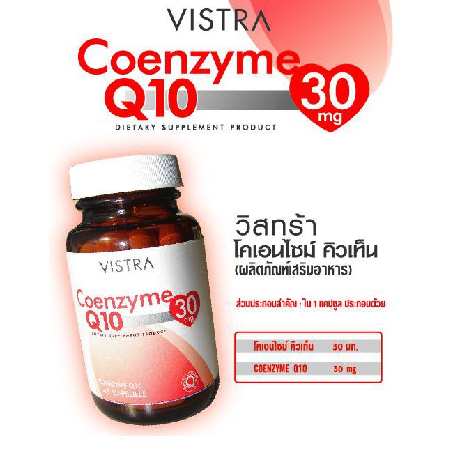 Vistra Coenzyme Q10 Natural 60 แคปซูล บำรุงผิว ริ้วรอย
