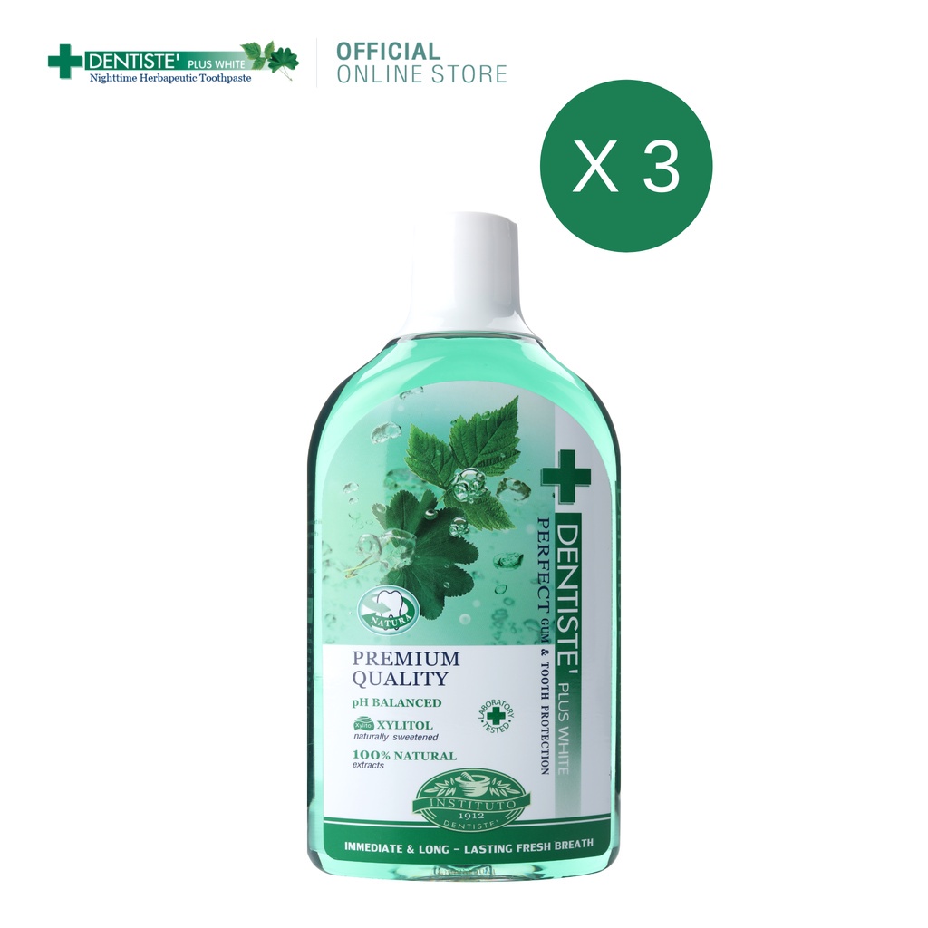 [แพ็ค 3 สุดคุ้ม] Dentiste' Oral Rinse 700 ML. น้ำยาบ้วนปาก ลดกลิ่นปากและแบคทีเรีย ส่วนผสมธรรมชาติ ป้องกันฟันผุ เดนทิสเต้