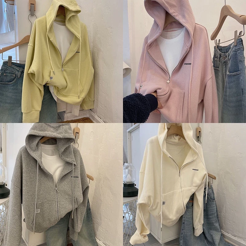 KKS⭐️พร้อมส่ง⭐️ เสื้อกันหนาว เสื้อฮู้ด แขนยาว ใส่สบายๆ หลวม 2025 สินค้ามาใหม่ สไตล์เกาหลี #62627