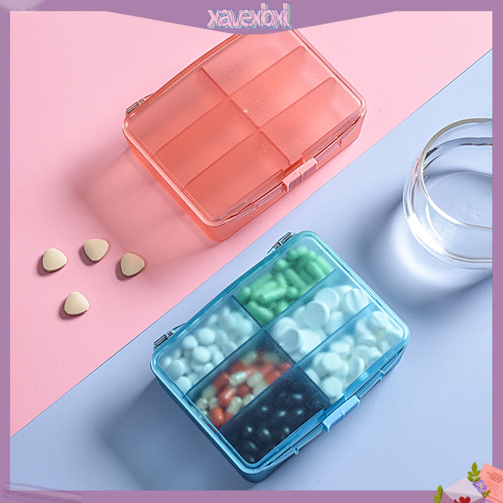 (xavexbxl) กล่องใส่ยา 6 ช่อง แบบพกพา ความจุขนาดใหญ่ ราคา ถูกที่สุด ดีลบีเคเค
