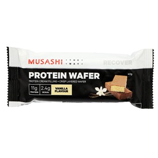 มูซาชิโปรตีนเวเฟอร์รสวานิลลา 40กรัม  /  Musashi Protein Wafer Vanilla 40g.