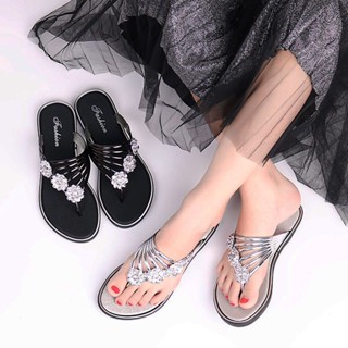 🎀36-41🎀ใหม่; เวอร์ชั่นเกาหลี; รองเท้าแตะ; หน้าร้อน; รองเท้า แตะ; ผู้หญิง; อเนกประสงค์; ด้านล่างแบน; สมัย; ขาหนีบ; ก้าง