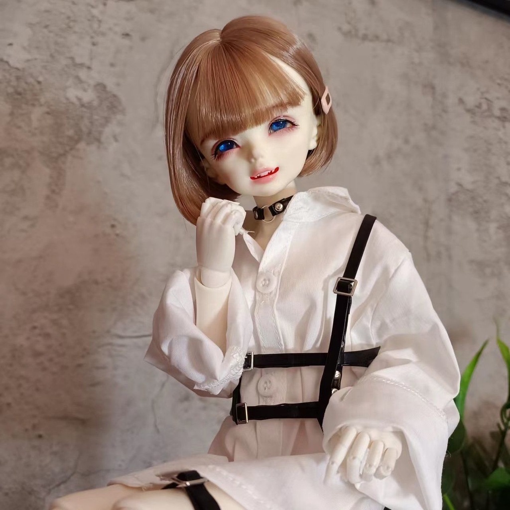 Bjd1/3,1/4,1/5,1/6 เข็มขัดหนัง สายคล้องคอ โซ่ ปลอกคอ ขา 6 จุด 5 4 3 bjd พังก์