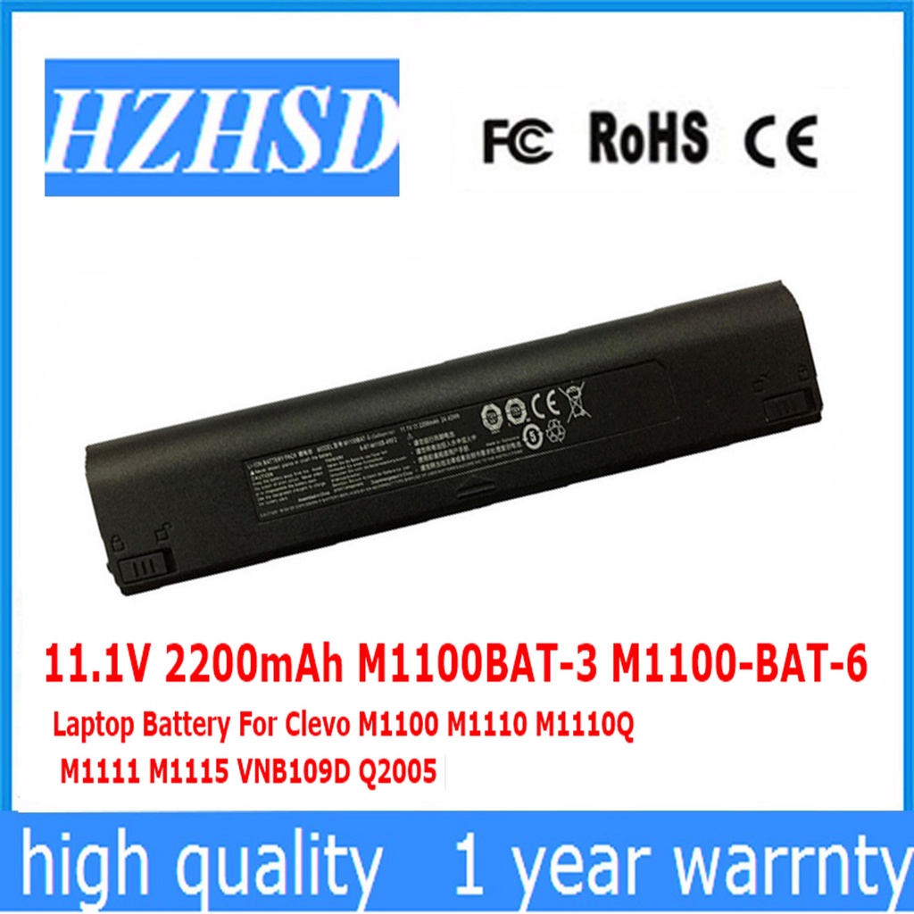 11.1โวลต์2200มิลลิแอมป์ชั่วโมง M1100-BAT-6แล็ปท็อปแบตเตอรี่สำหรับ Clevo M1100 M1110 M1110Q VNB109D Q