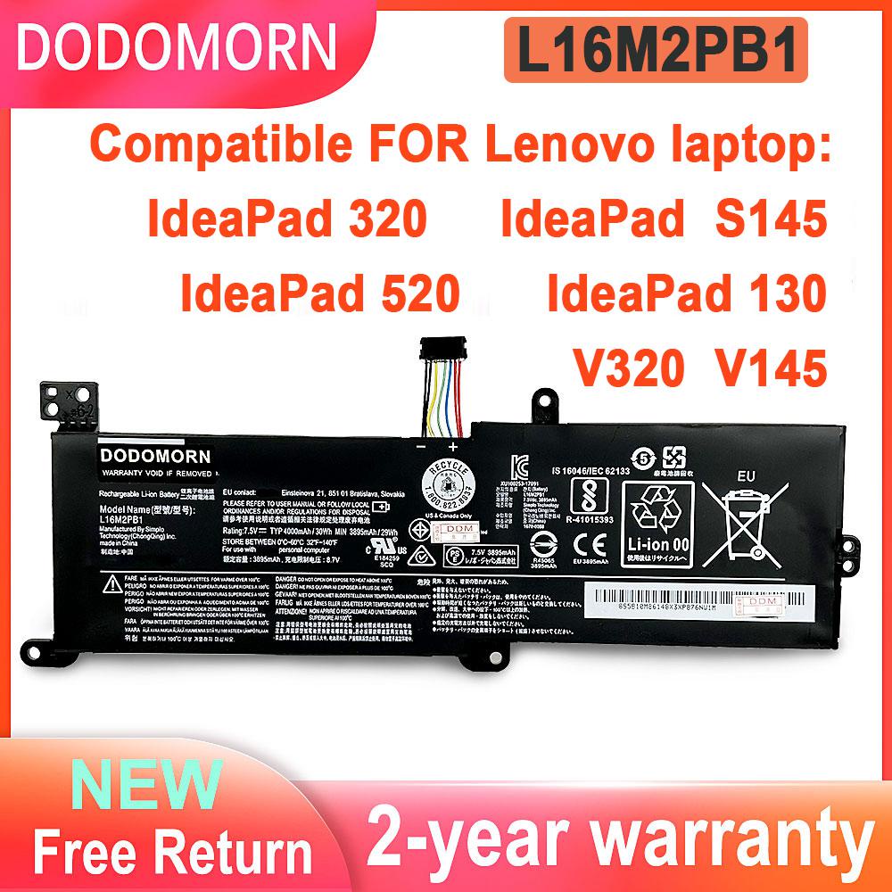 DODOMORN L16M2PB1แบตเตอรี่แล็ปท็อปสำหรับ Lenovo Ideapad 320 S145 520 130 V320 V1 L17L2PF1 L16S2PB2 L