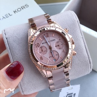 ไมเคิล Kors ผู้หญิง Blair Chronograph กุหลาบทองแฟลชนาฬิกา MK5943 38mm