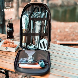 ►▤Outdoor camping cooking utensils camping supplies tableware portable kitchen utensils storage bag knife set picnic coo