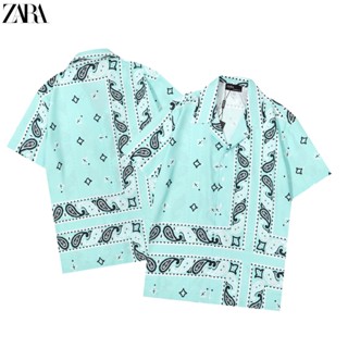 [พร้อมส่ง] Zara เสื้อเชิ้ตแขนสั้นลําลอง คอปกพับ พลัสไซซ์ สไตล์วินเทจ แฟชั่นฤดูร้อน สําหรับผู้ชาย และผู้หญิง 2023