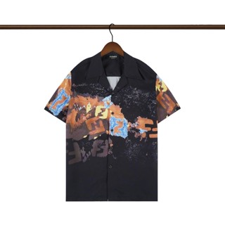 [พร้อมส่ง] Fendi เสื้อเชิ้ตแขนสั้นลําลอง คอปกพับ พลัสไซซ์ สไตล์วินเทจ แฟชั่นฤดูร้อน สําหรับผู้ชาย 2023