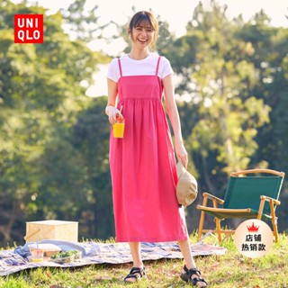 💞ขายใหญ่💞Uniqlo Women s Clothing Linen Blended Sling Dress (23 Spring Summer with Pockets) 458110