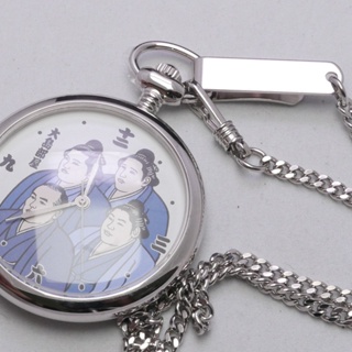 นาฬิกา Vintage มือสองญี่ปุ่น Pocket Watch นาฬิกาพกSUMOระบบQUARTZ พร้อมโซ่ ทรงกลม กรอบเงินหน้าปัด 47มม