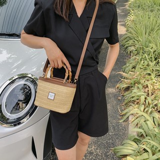 กระเป๋าสะพายข้าง ใบเล็กพื้นผิวสไตล์สานคุณภาพสูงสำหรับสุภาพสตรี