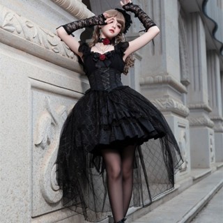 ™♗[Dark Rose] Ginger Original ของแท้ไม่สม่ำเสมอ Court Wind Lolita Dress