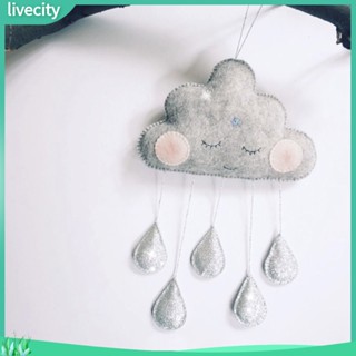 {livecity} โมบายก้อนเมฆ ฝนตก สไตล์นอร์ดิก สําหรับแขวนตกแต่งผนังห้องเด็ก พร็อพถ่ายภาพ