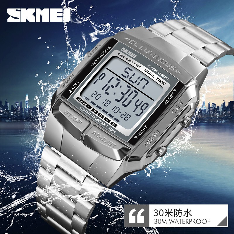 ❤❤❤ღღSKMEI Men's Sports Watches New Steel Strip Waterproof Electronic LED Digital Wrist Watches for