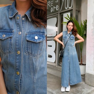 Chic No.9 : Dress - Denim Long👋ปัดซ้ายที่รูปเพื่อดูขนาดสินค้า